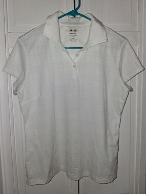 adidas Climacool Women’s White Short Sleeve Button-Down Polo